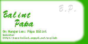 balint papa business card